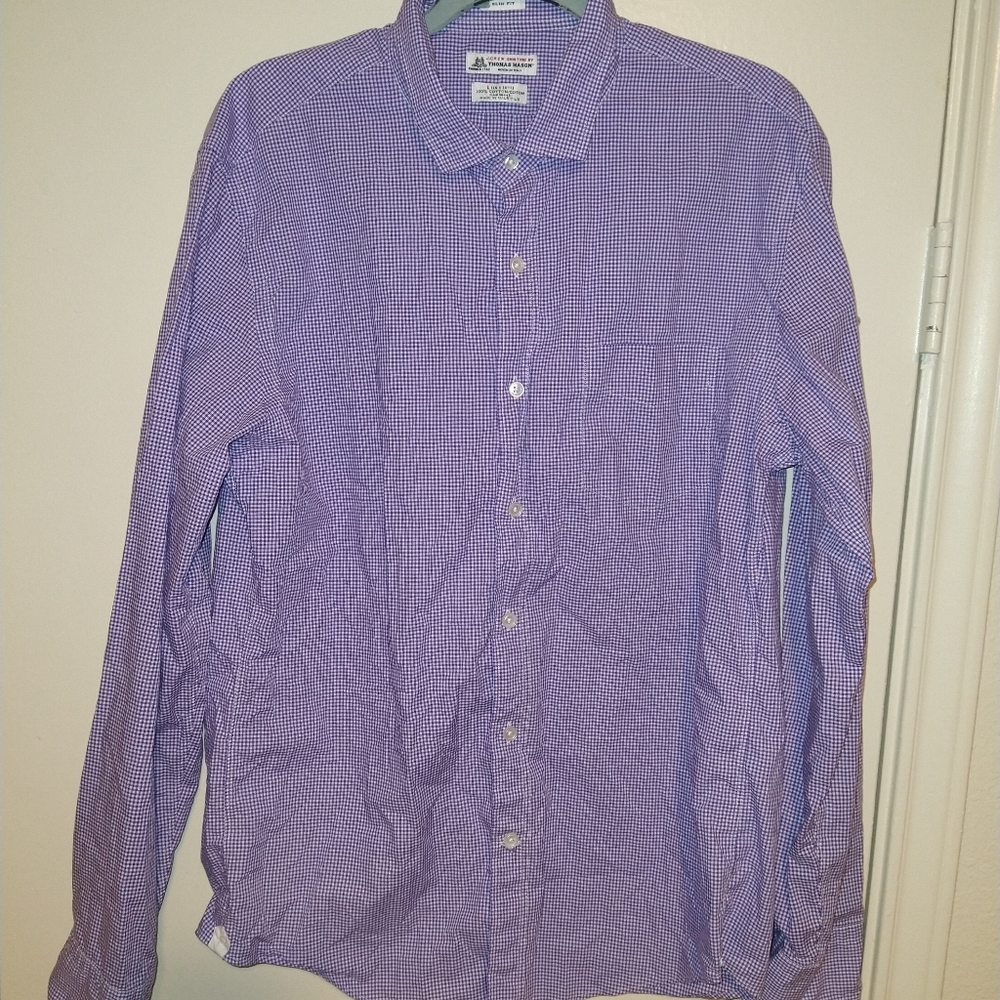 J. Crew Purple Gingham Long Sleeve Shirt Men’s size L Slim fit